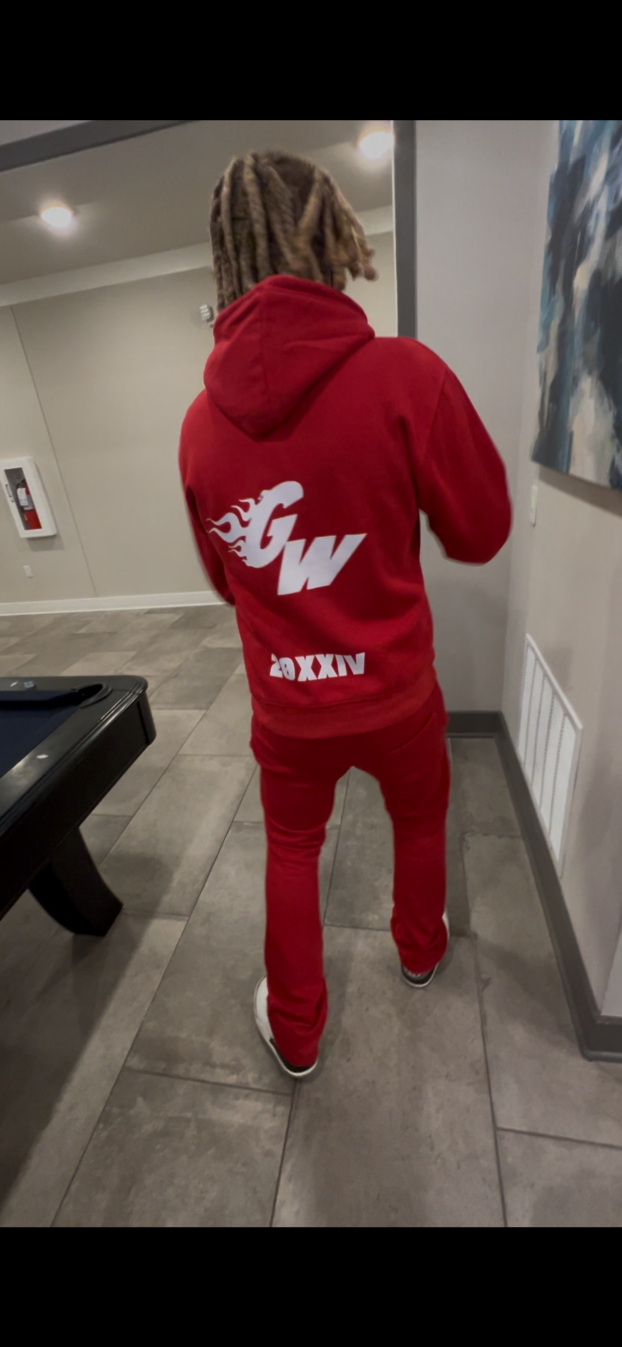 Red Flared Hoodie Set